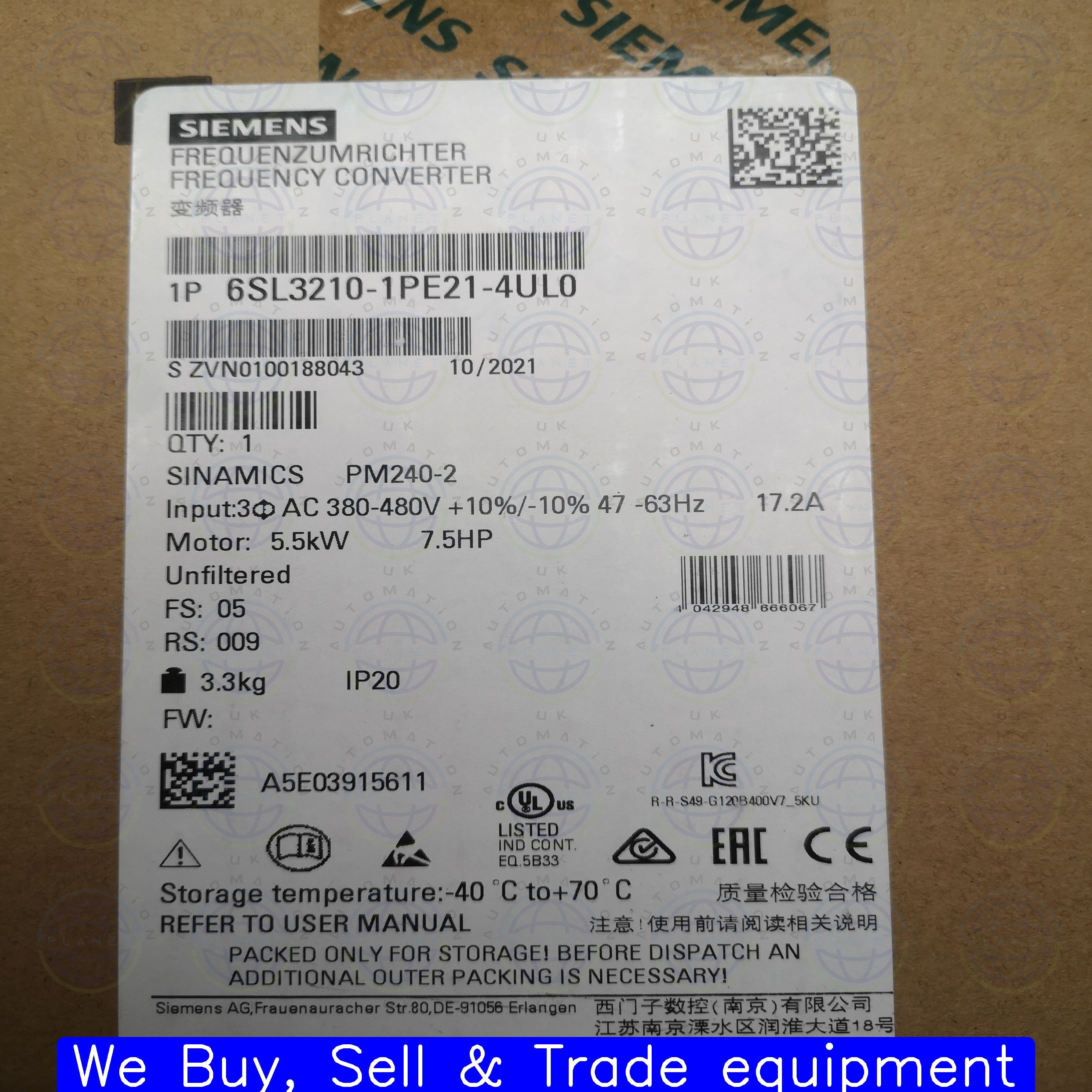 6SL3210-1PE21-4UL0
